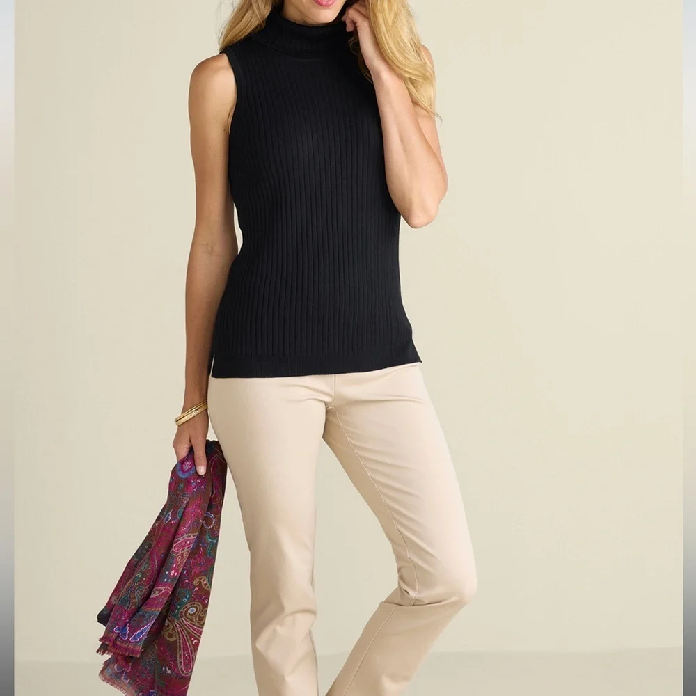 Soft Surroundings Soft Essential Ribbed Tia Turtleneck
Tank Top Black Sz L - Picture 2 of 9